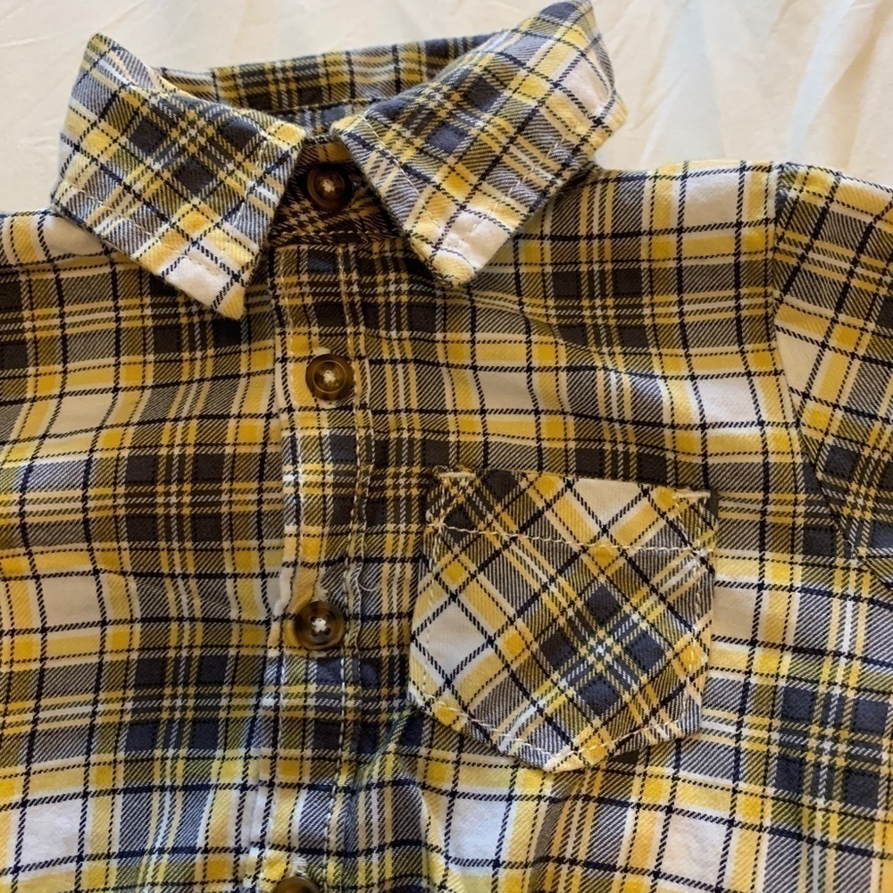 Carter's 12 Month Blue And Yellow Plaid Onesie And Blue Short Sleeve Onesie(861) - Picture 4 of 10